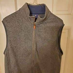Vineyard vines dark grey vest small leather zipper